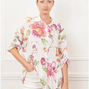 Blommig linneskjorta