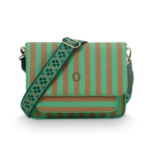 Fenna cross-body väska, randig grön
